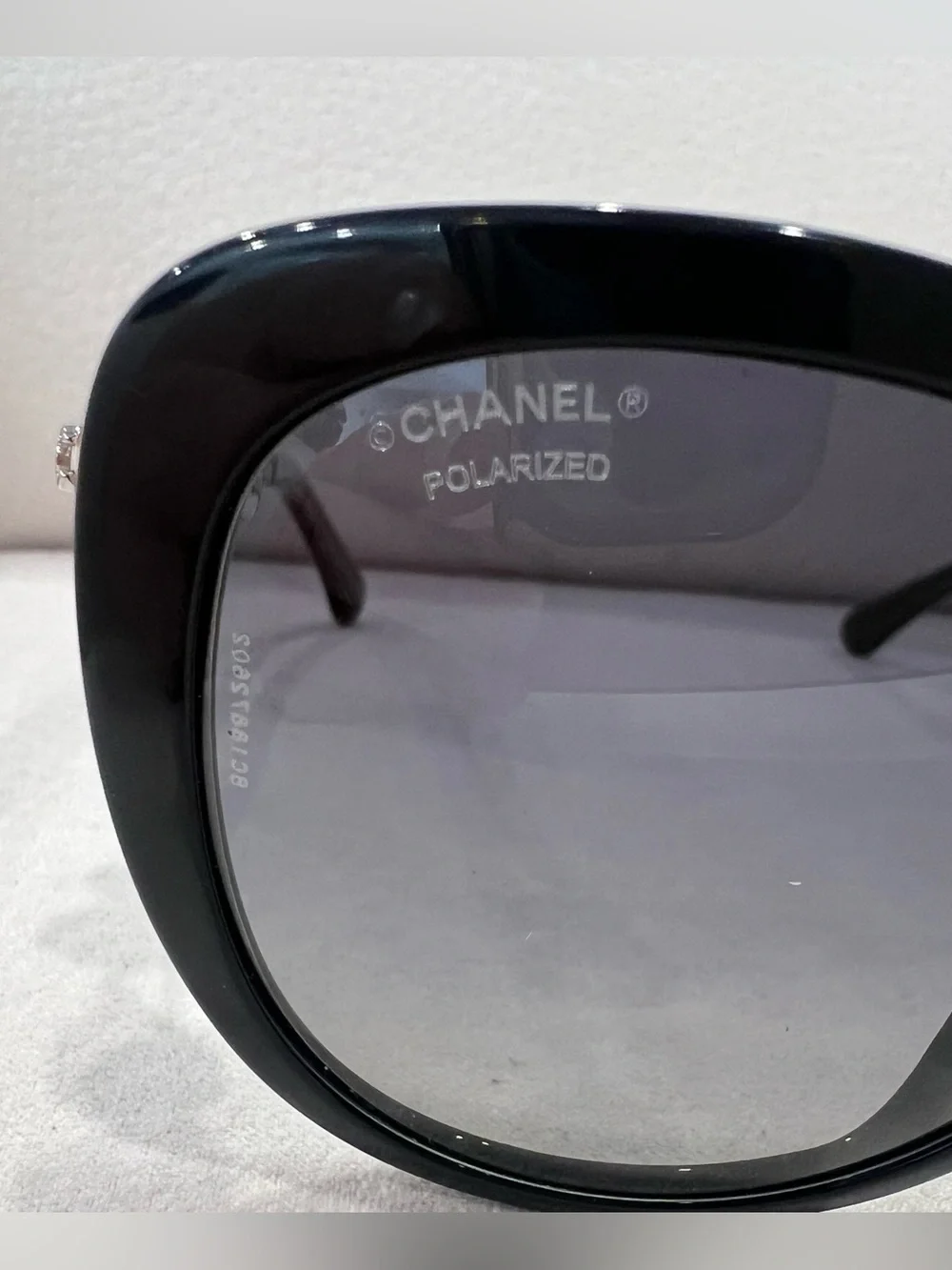 PRE-LOVED CHANEL Pearl Polarized Winter Butterfly Sunglasses, Black